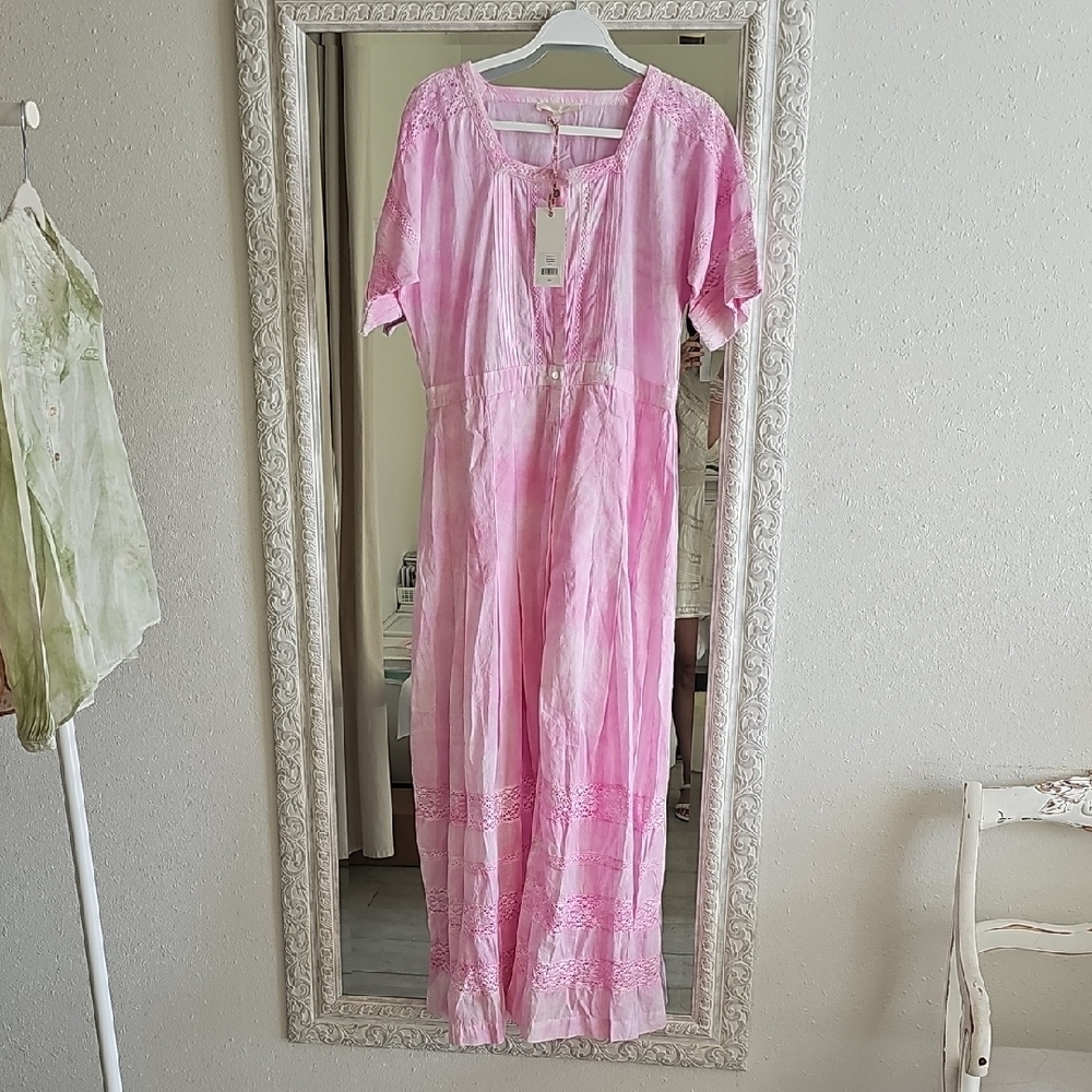Sold LoveShackFancy Pink Maxi Dress - NEW with Tags! Tie- Dyed Size L